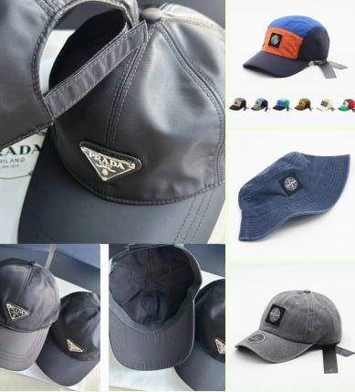 Stone Island hat/Prada cap /Gucci hat